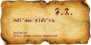 Háder Klára névjegykártya